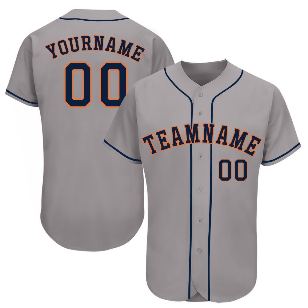 Custom Gray Navy-Orange Baseball Jersey - Main View
