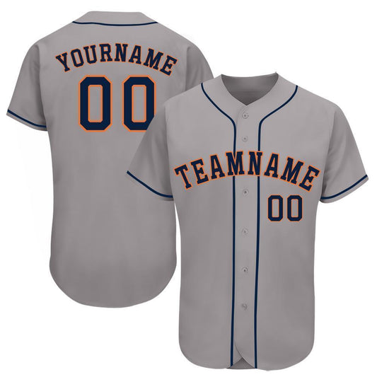 Custom Gray Navy-Orange Baseball Jersey - Main View