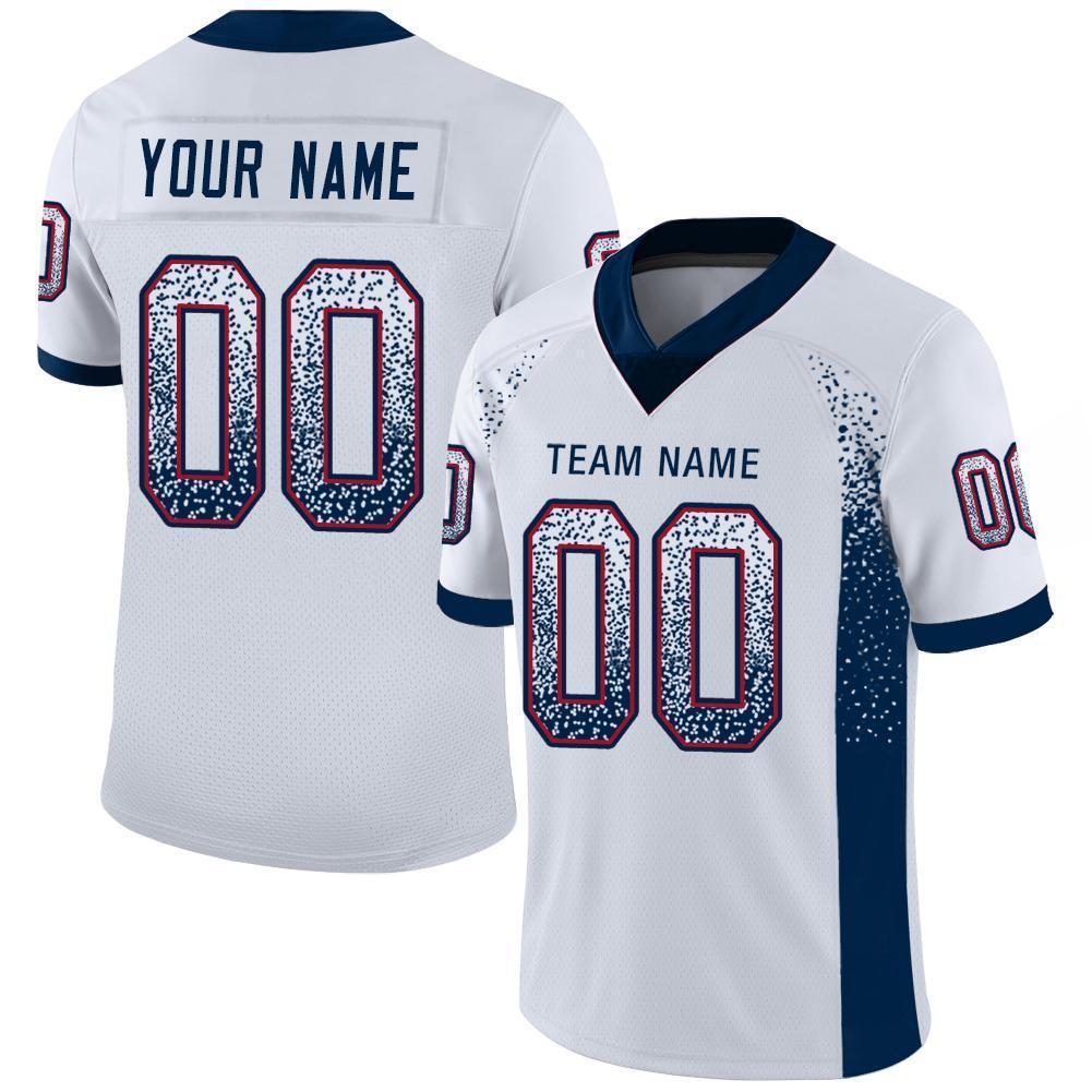 Custom White Navy-Red Drift Fashion Football Jersey - Main View