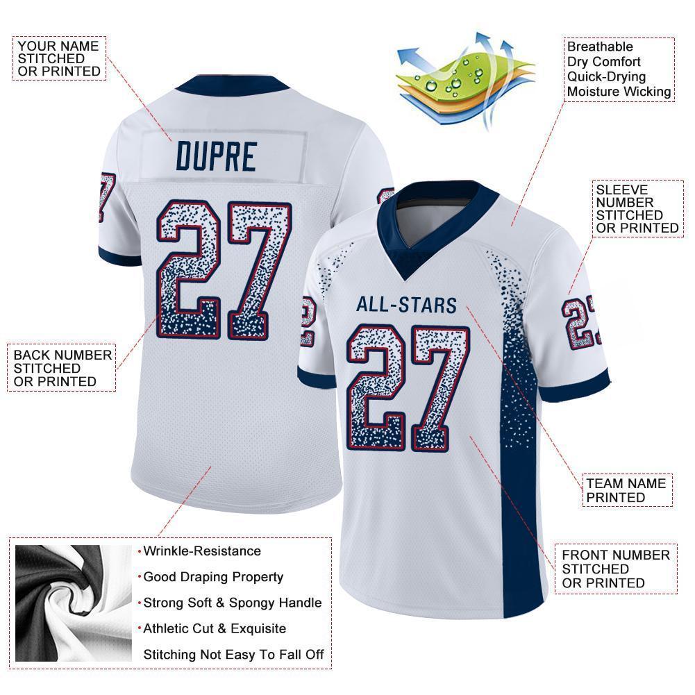 Custom White Navy-Red Drift Fashion Football Jersey view 3