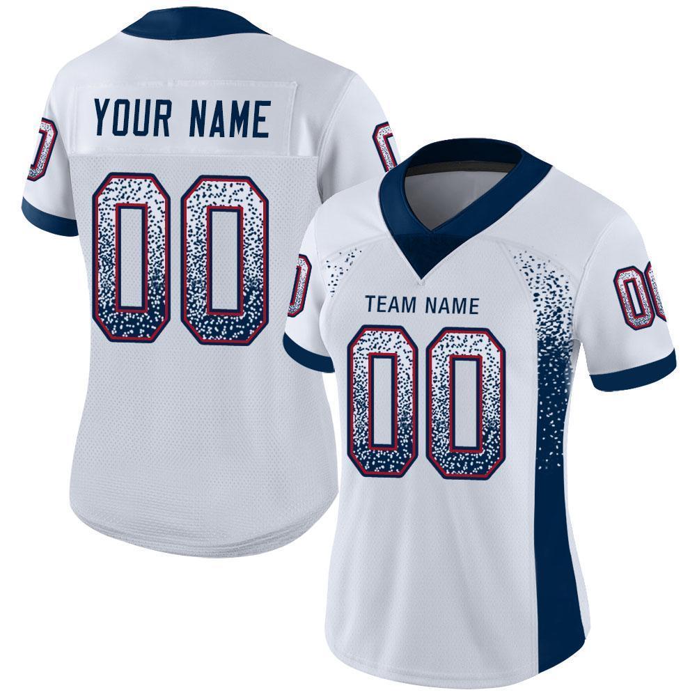 Custom White Navy-Red Drift Fashion Football Jersey view 2
