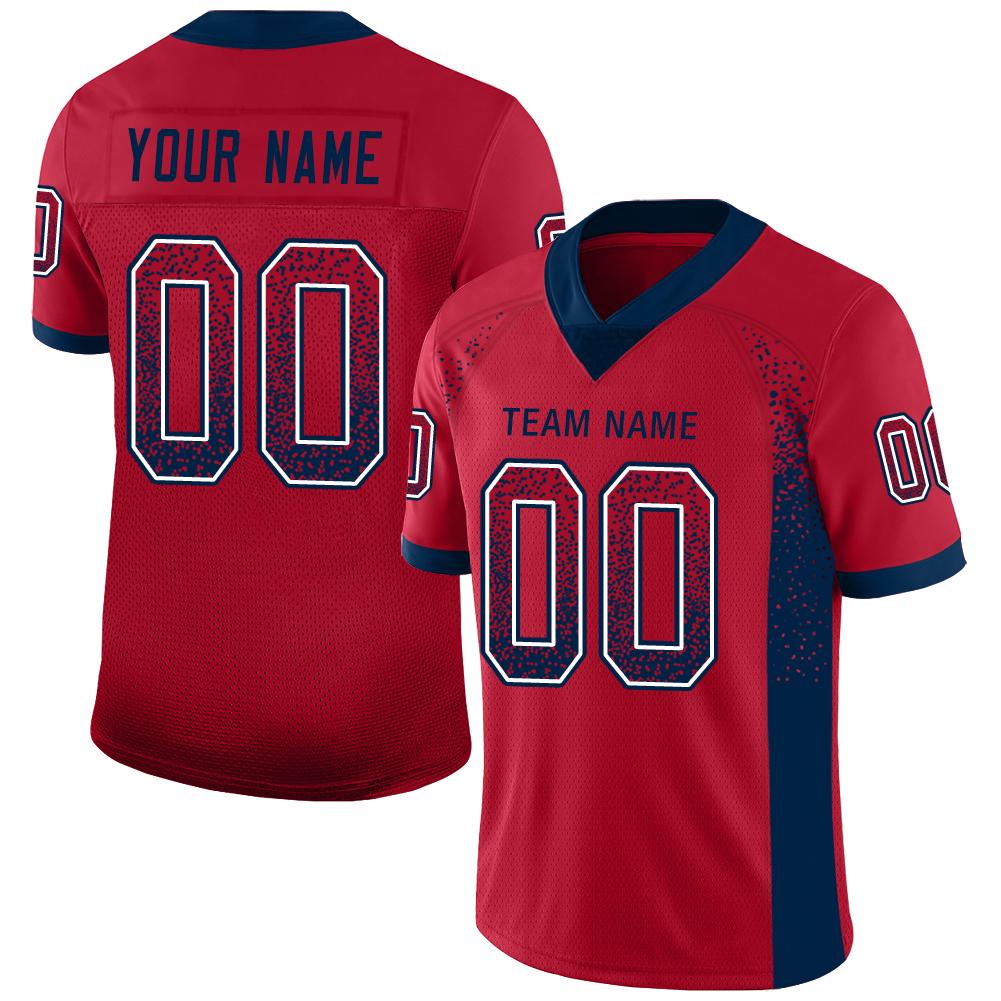 Custom Red Navy-White Drift Fashion Football Jersey - Main View