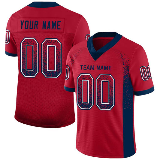 Custom Red Navy-White Drift Fashion Football Jersey - Main View