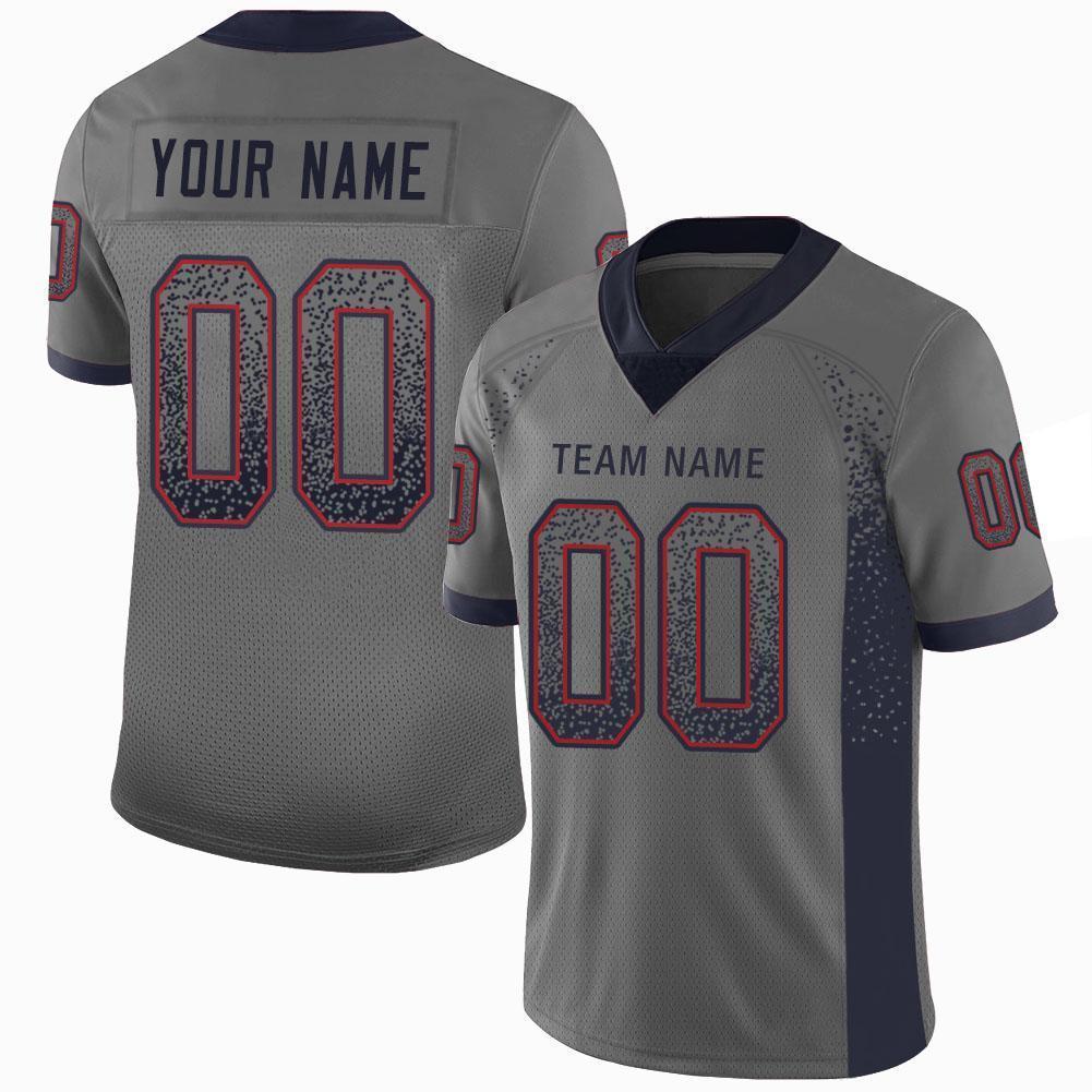 Custom Gray Navy-Red Drift Fashion Football Jersey - Main View