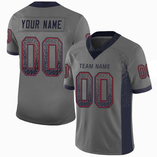 Custom Gray Navy-Red Drift Fashion Football Jersey - Main View