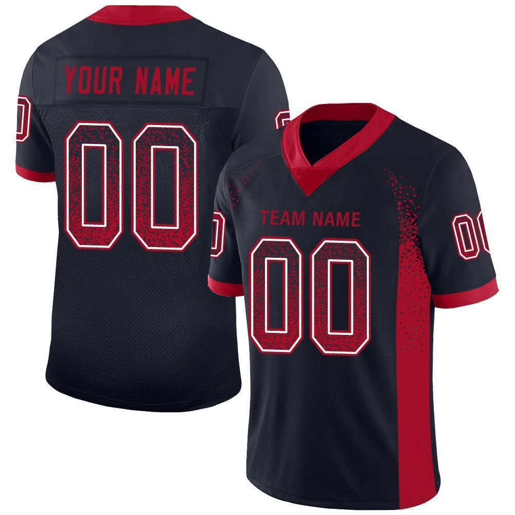 Custom Navy Red-White Drift Fashion Football Jersey - Main View