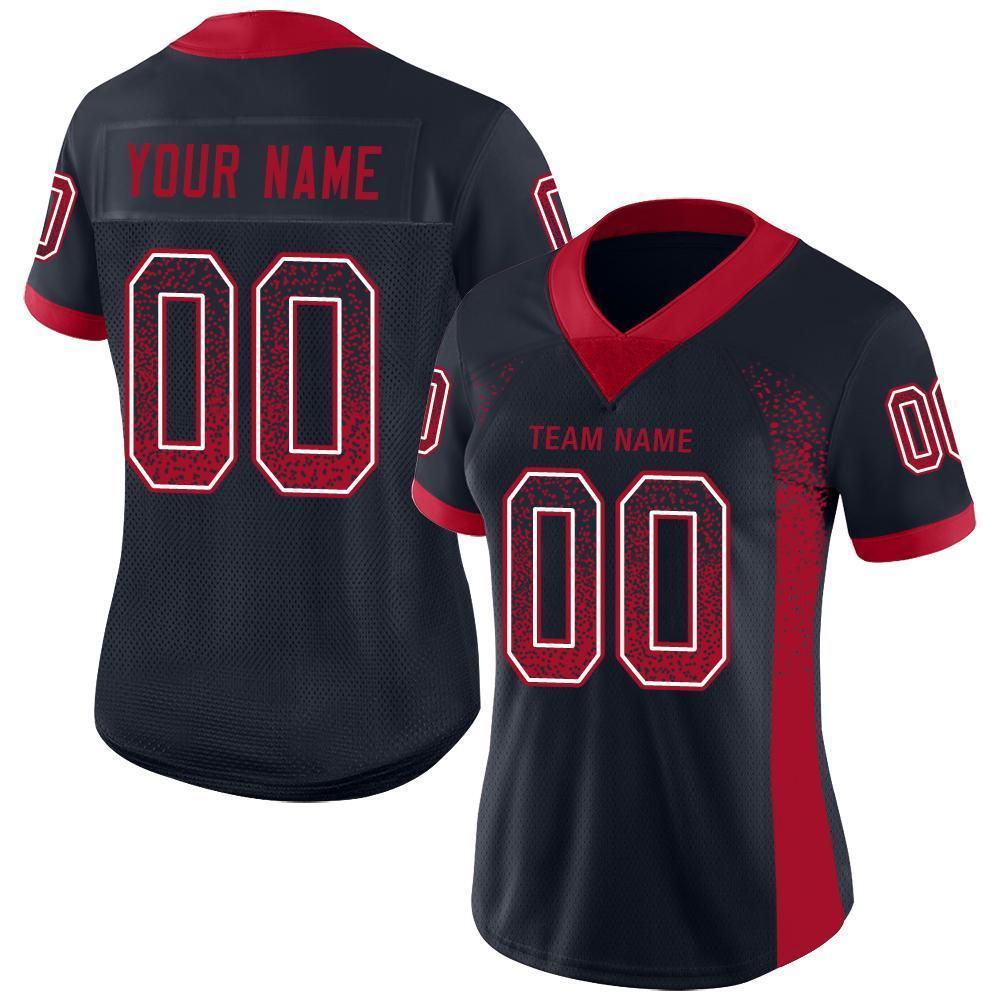 Custom Navy Red-White Drift Fashion Football Jersey view 2