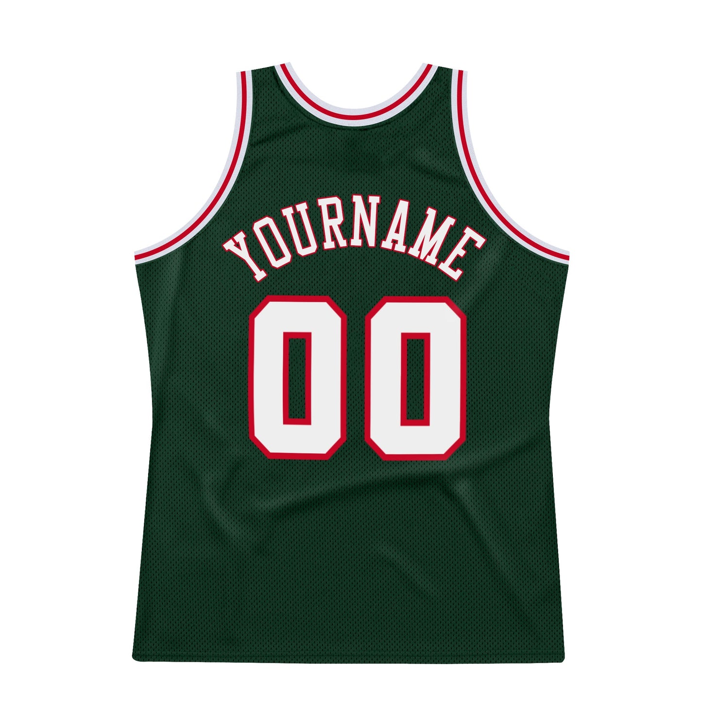 Custom Hunter Green White-Red Authentic Throwback Basketball Jersey view 6