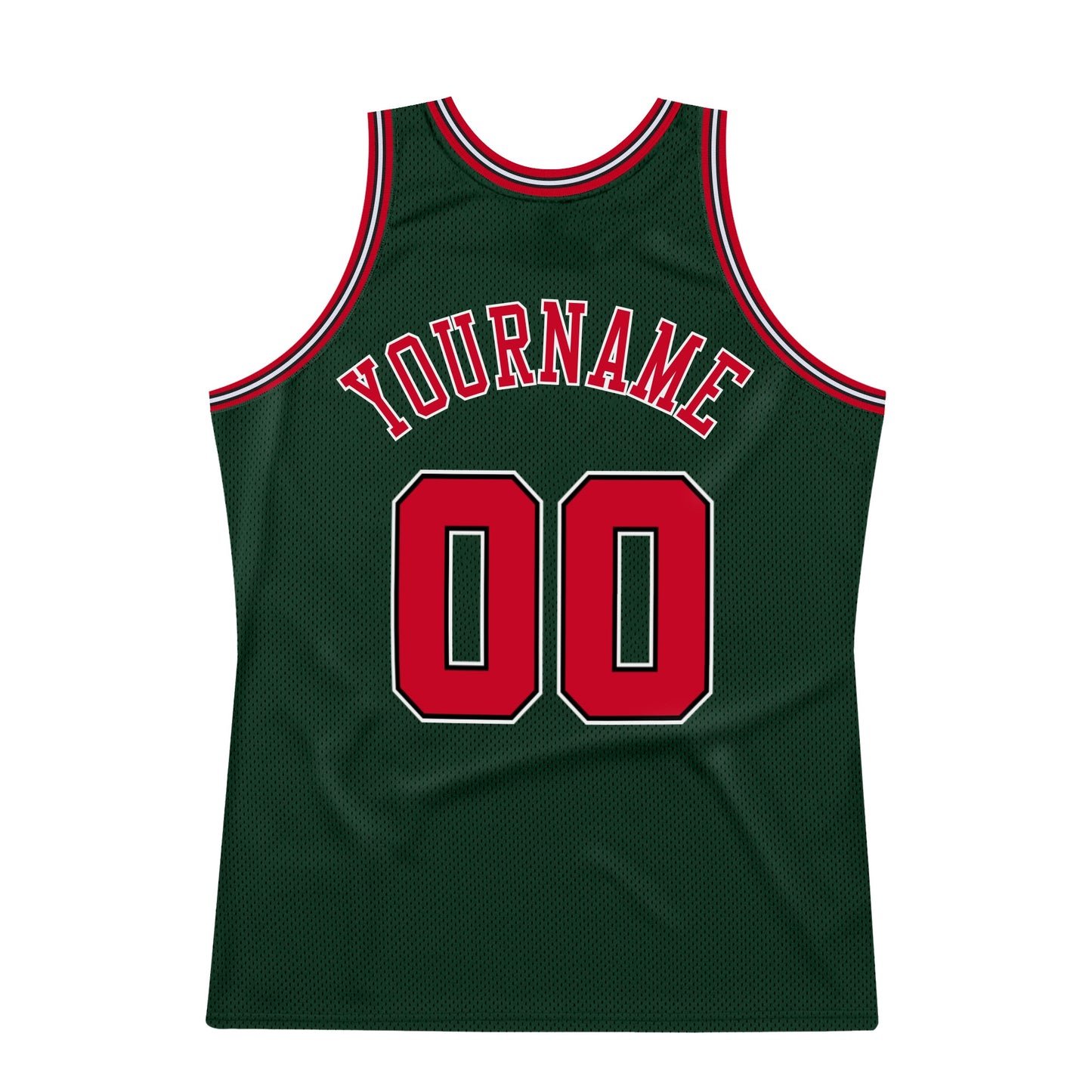 Custom Hunter Green Red-Black Authentic Throwback Basketball Jersey view 6