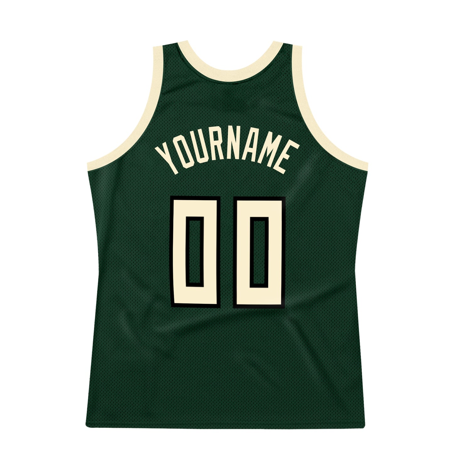 Custom Hunter Green Cream-Black Authentic Throwback Basketball Jersey view 5