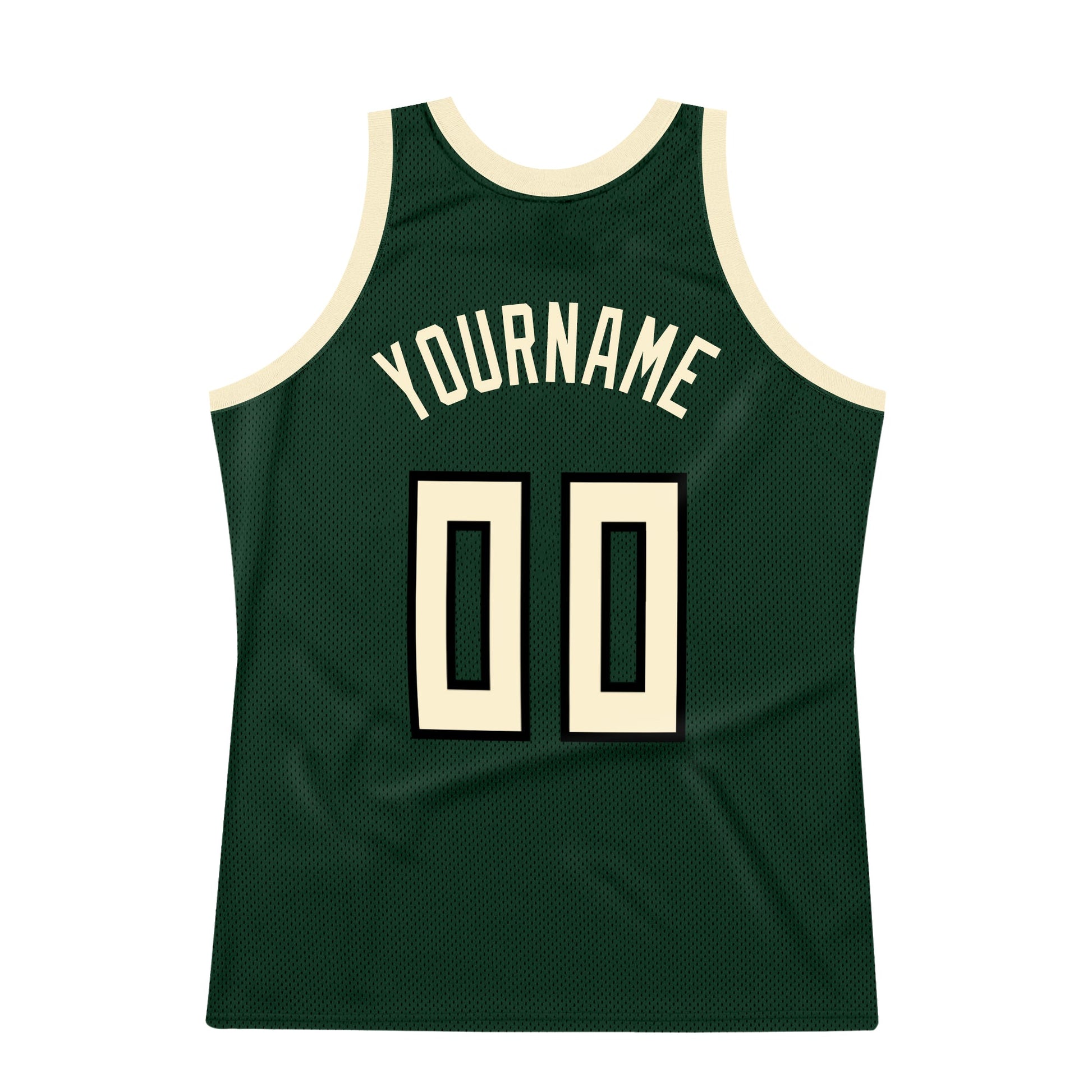 Custom Hunter Green Cream-Black Authentic Throwback Basketball Jersey view 5