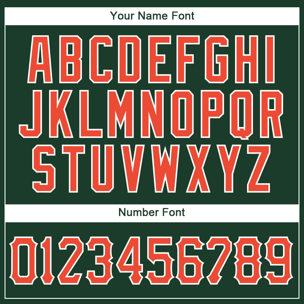Custom Hunter Green Orange-White Authentic Throwback Basketball Jersey view 4