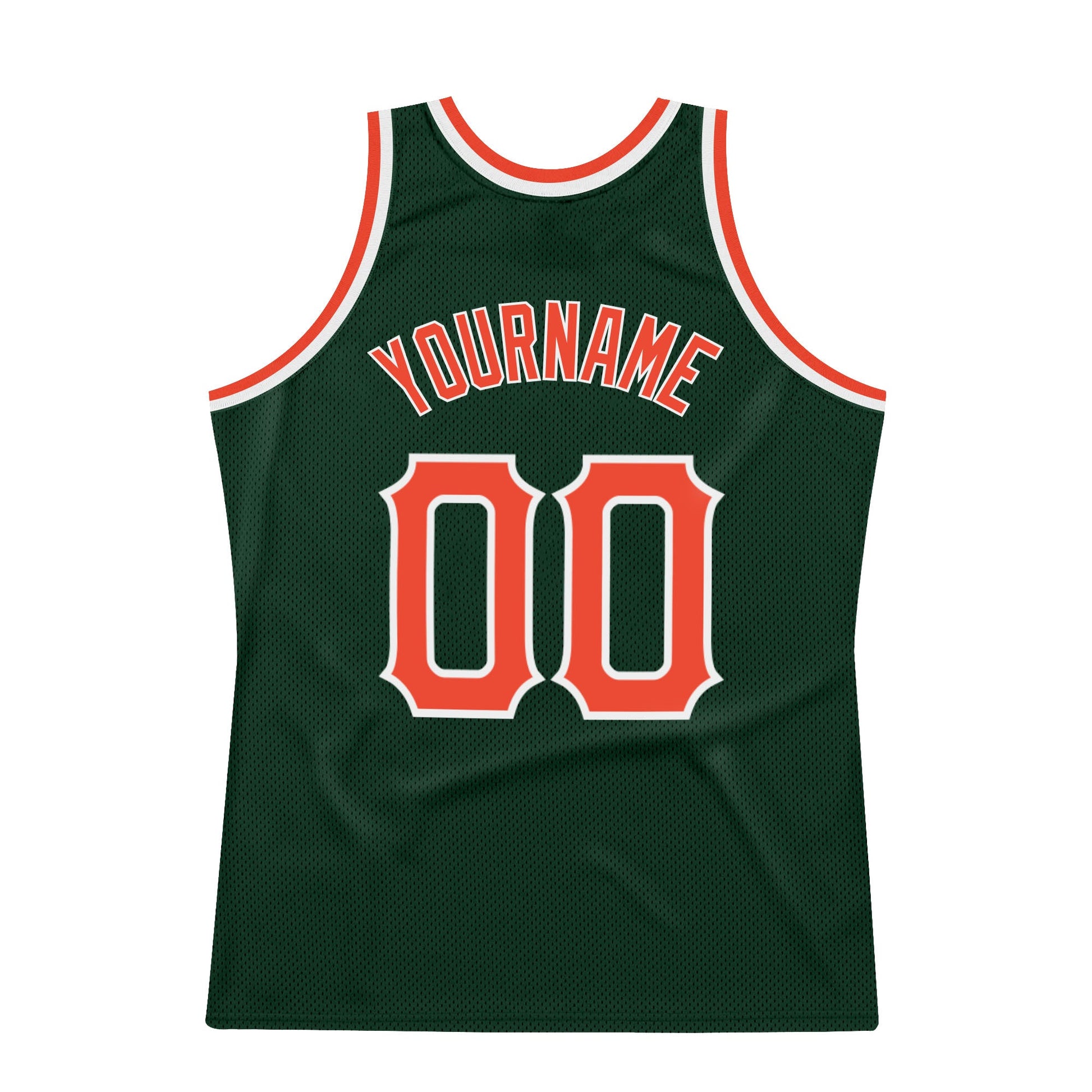 Custom Hunter Green Orange-White Authentic Throwback Basketball Jersey view 7