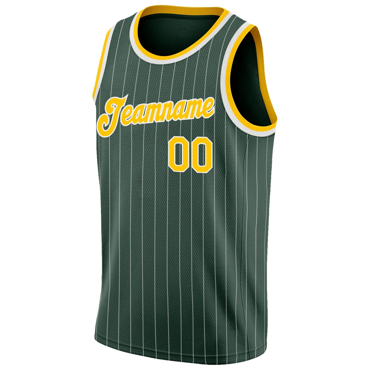 Custom Hunter Green White Pinstripe Gold-White Authentic Basketball Jersey view 5