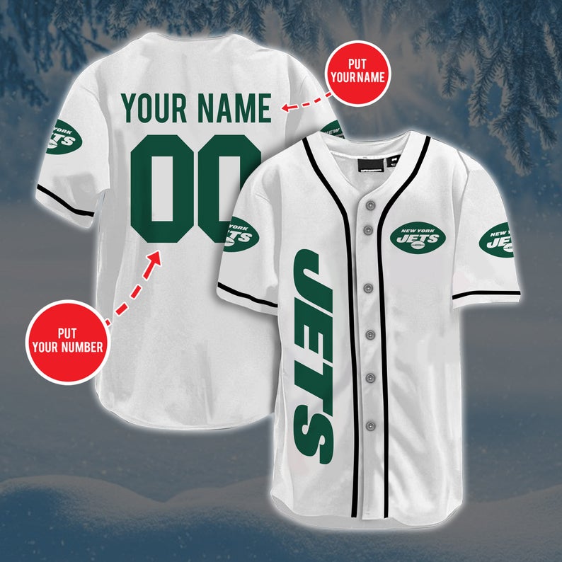 Personalized Custom NY.Jets Baseball Jersey Short Sleeve Sports Jersey view 3