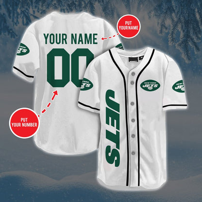 Personalized Custom NY.Jets Baseball Jersey Short Sleeve Sports Jersey view 3