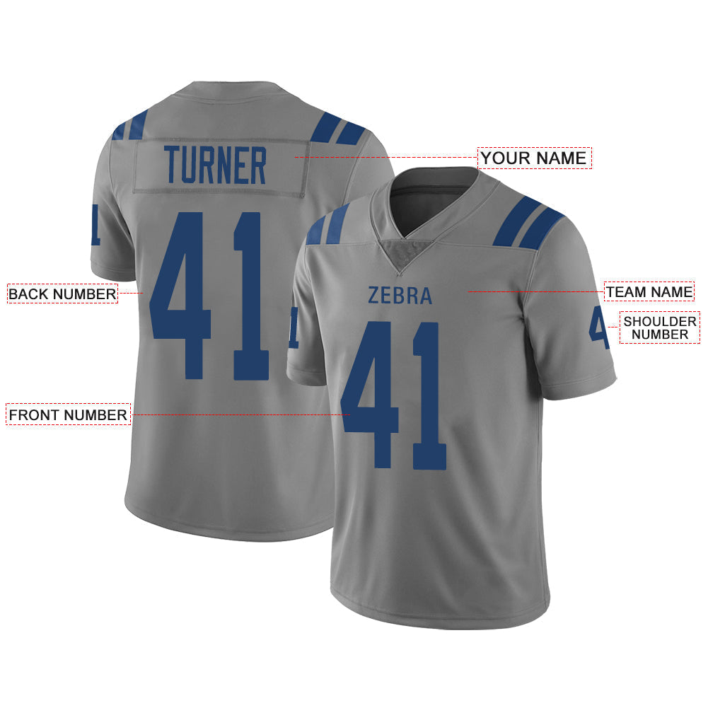 Custom IN.Colts Stitched American Football Jerseys Personalize Birthday Gifts Grey Jersey view 2