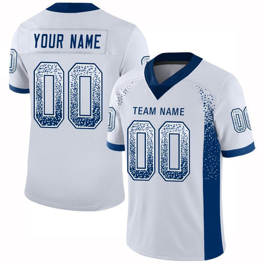 Custom White Royal Drift Fashion Football Jersey - Main View