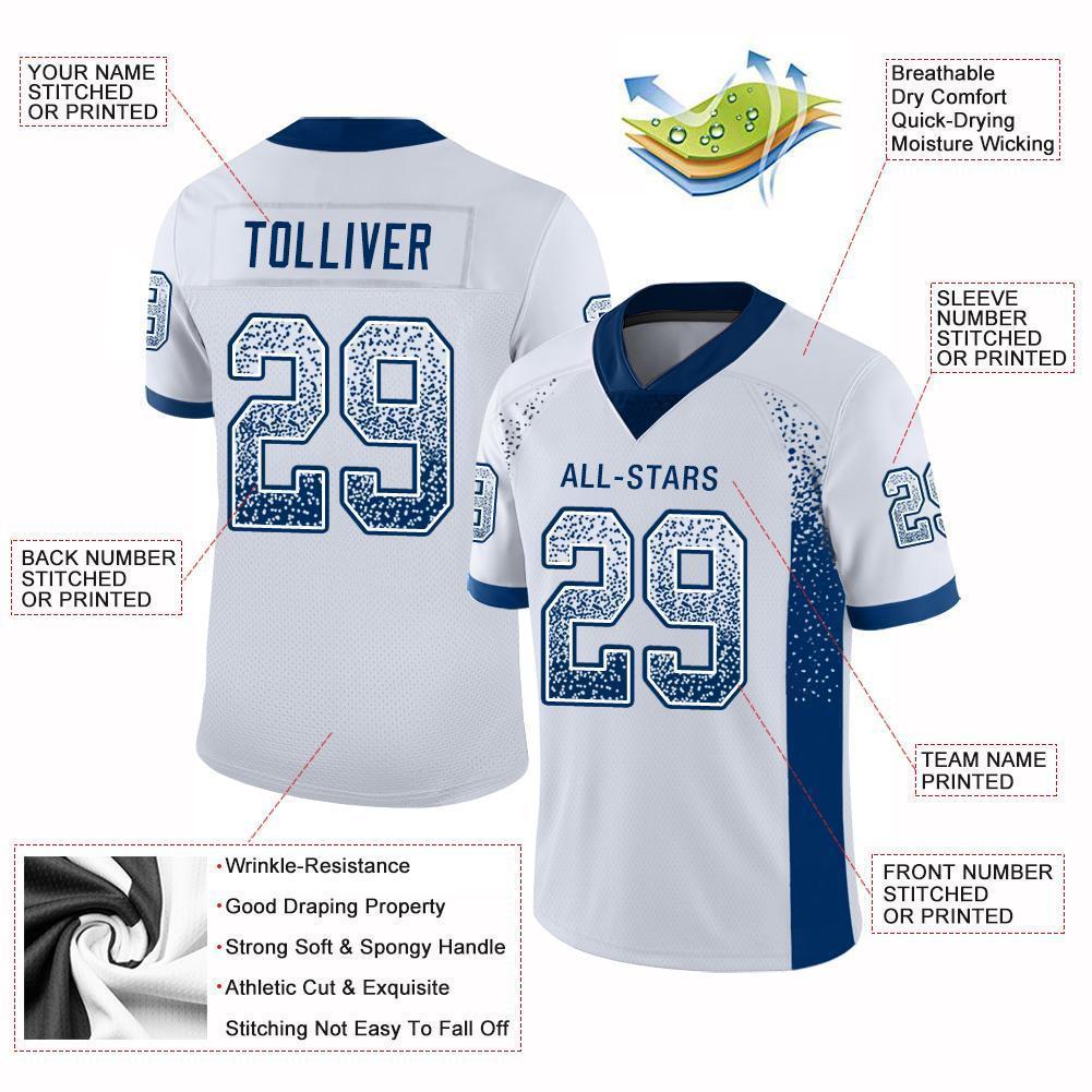 Custom White Royal Drift Fashion Football Jersey view 3