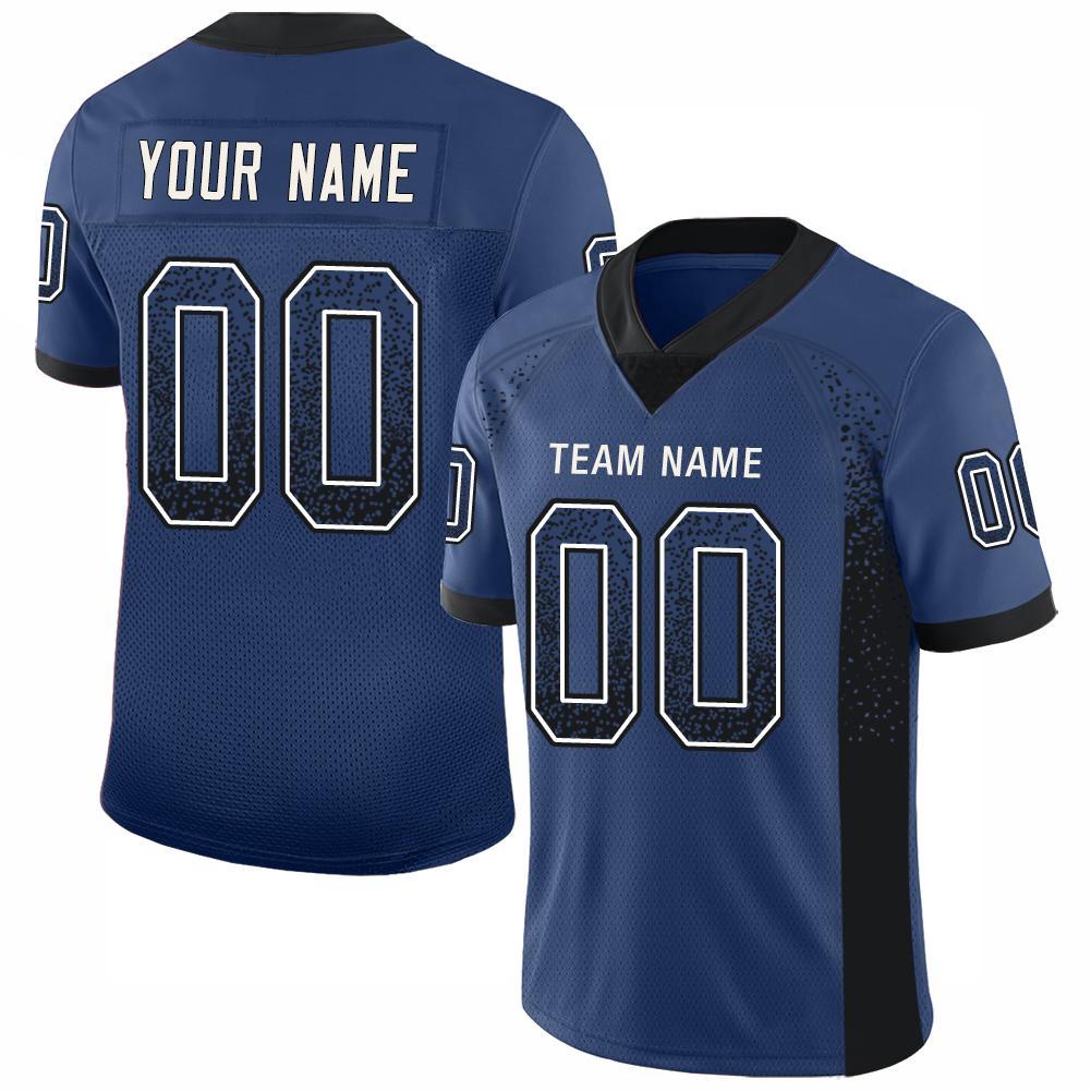Custom Royal Black-White Drift Fashion Football Jersey - Main View