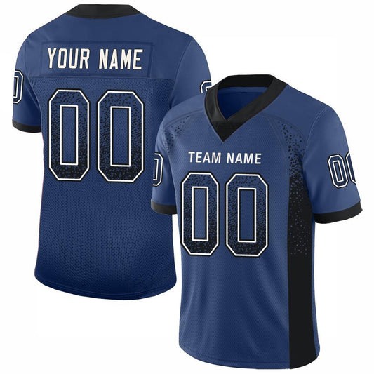 Custom Royal Black-White Drift Fashion Football Jersey - Main View