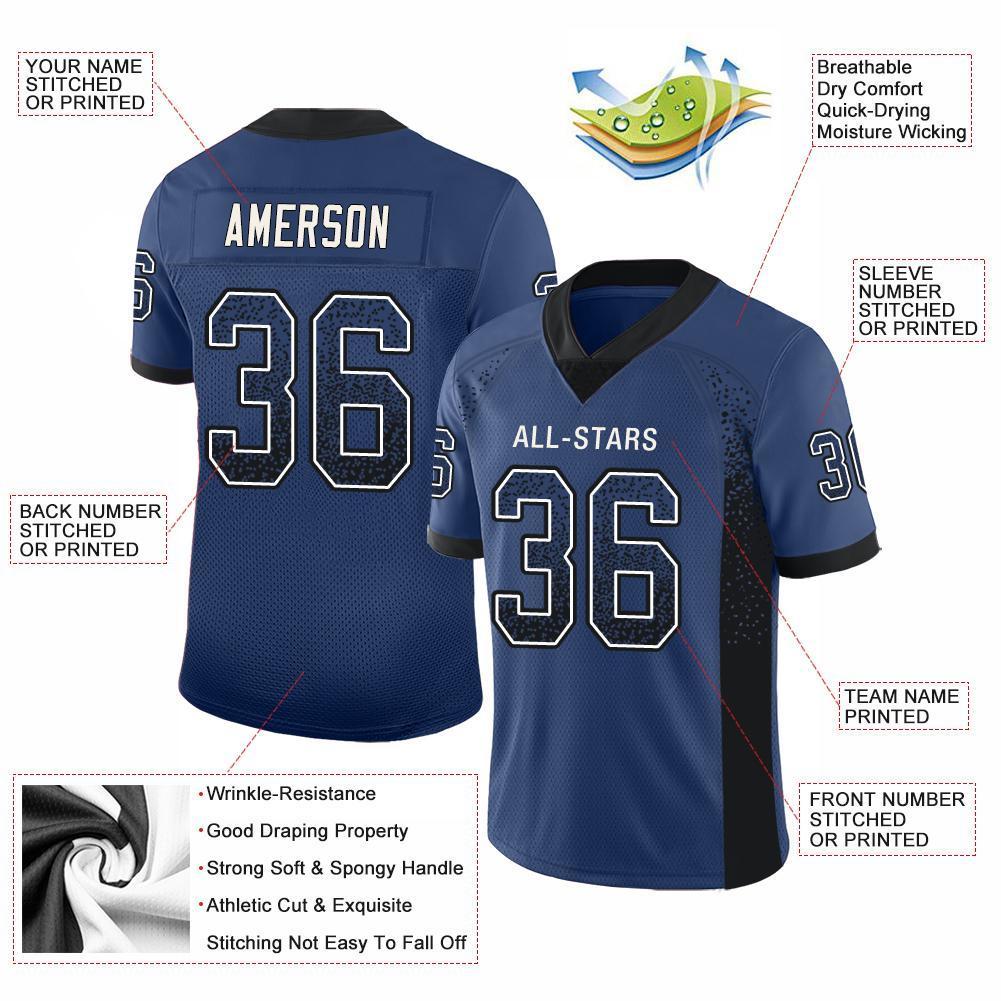 Custom Royal Black-White Drift Fashion Football Jersey view 3