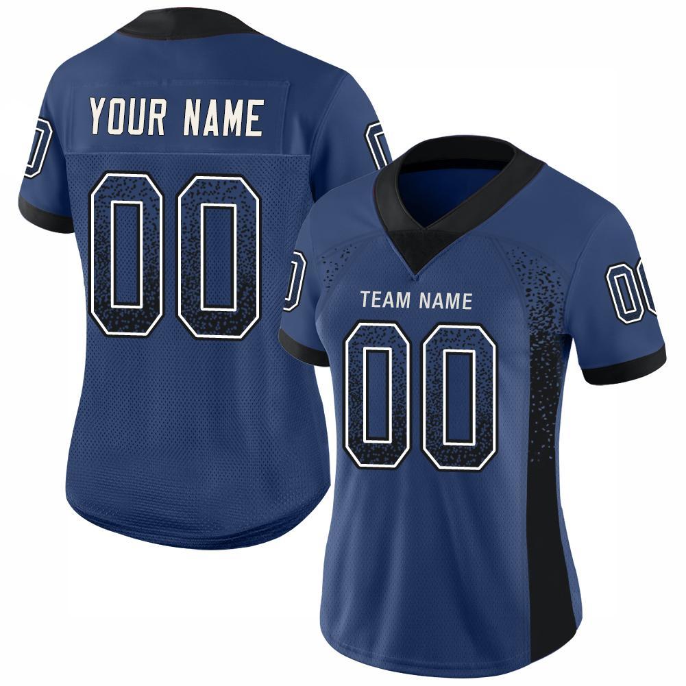Custom Royal Black-White Drift Fashion Football Jersey view 2