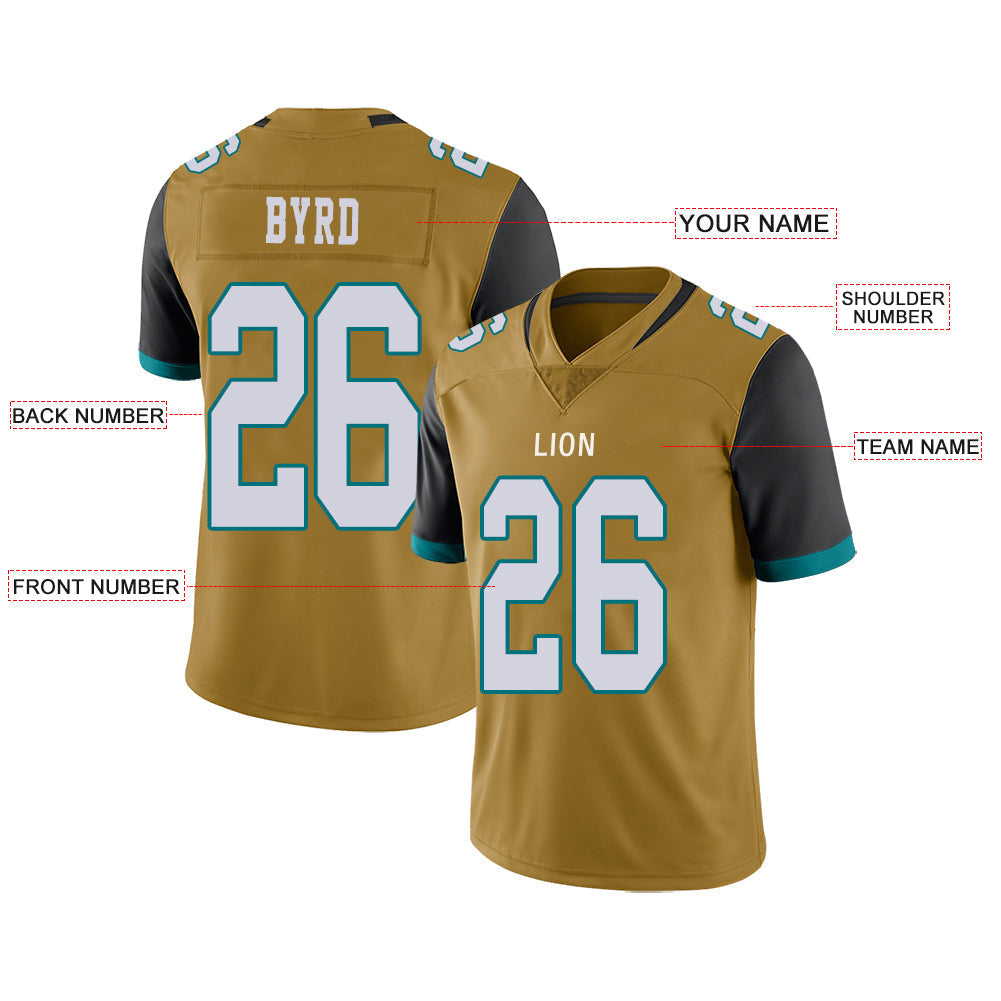 Custom J.Jaguars Stitched American Football Jerseys Personalize Birthday Gifts Gold Jersey view 2