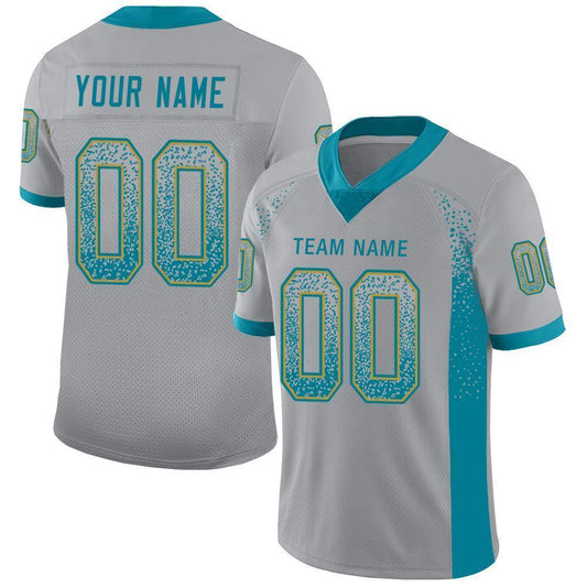 Custom Light Gray Teal-Old Gold Drift Fashion Football Jersey - Main View