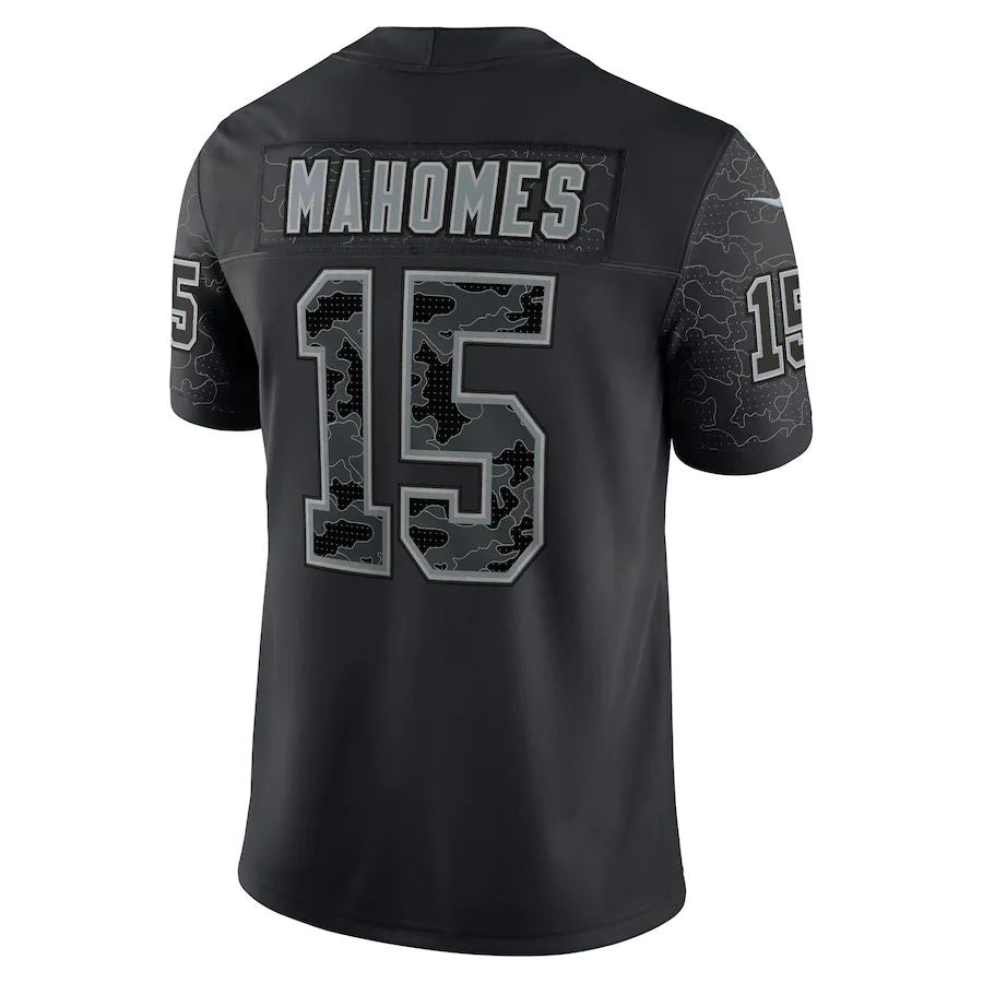 kC.Chiefs #15 Patrick Mahomes Black RFLCTV Limited Jersey Stitched American Football Jerseys - Main View