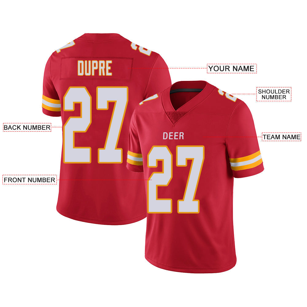 Custom KC.Chiefs Stitched American Football Jerseys Personalize Birthday Gifts Red Jersey view 2