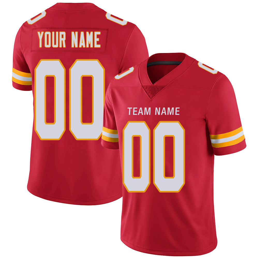 Custom KC.Chiefs Stitched American Football Jerseys Personalize Birthday Gifts Red Jersey - Main View