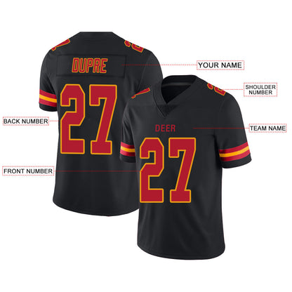 Custom KC.Chiefs Stitched American Football Jerseys Personalize Birthday Gifts Black Jersey view 2