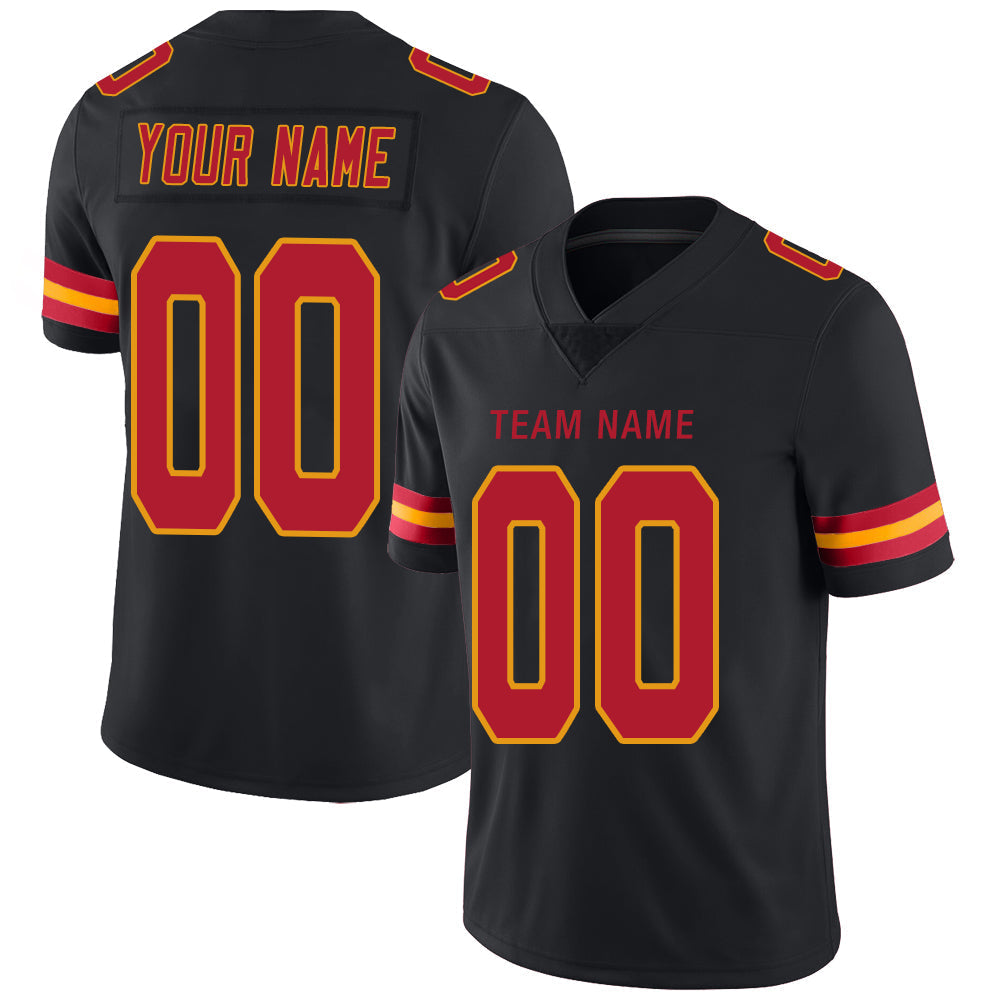 Custom KC.Chiefs Stitched American Football Jerseys Personalize Birthday Gifts Black Jersey - Main View