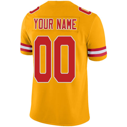 Custom KC.Chiefs Stitched American Football Jerseys Personalize Birthday Gifts Gold Jersey view 3