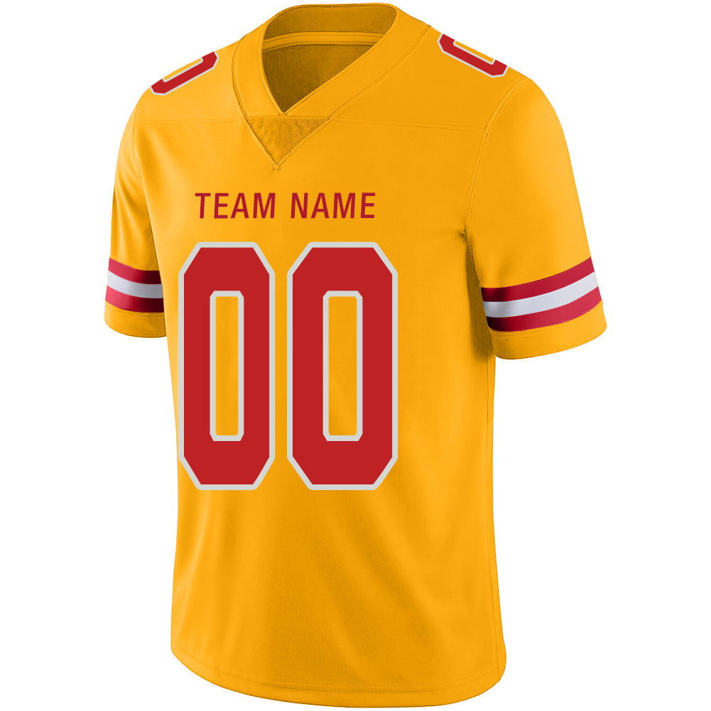 Custom KC.Chiefs Stitched American Football Jerseys Personalize Birthday Gifts Gold Jersey view 4