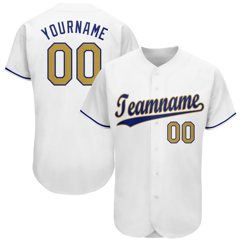 Custom White Old Gold-Royal Baseball Jersey - Main View