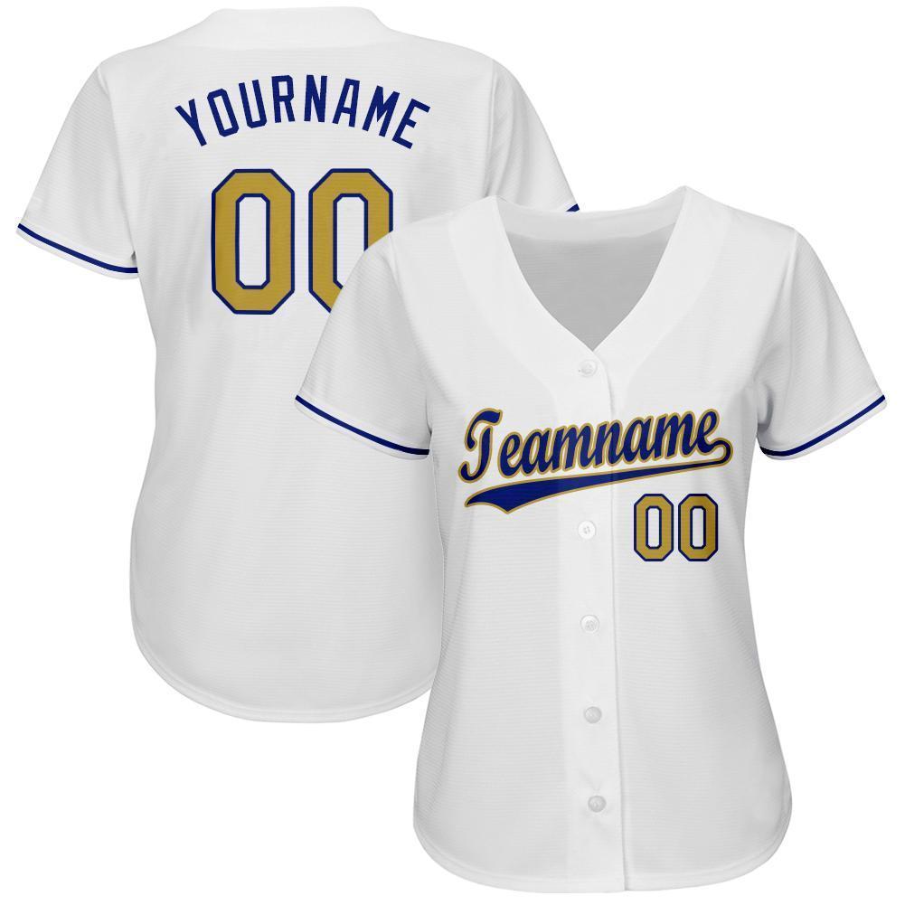 Custom White Old Gold-Royal Baseball Jersey view 2