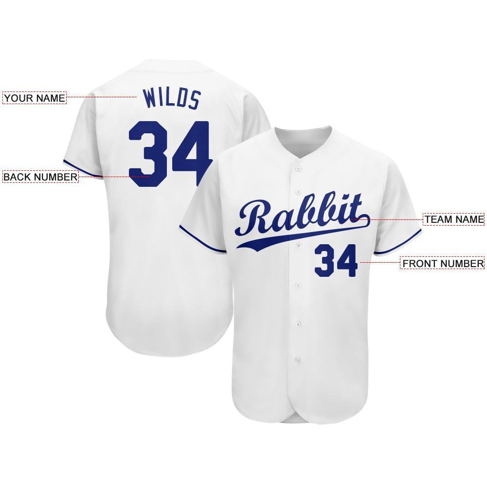 Custom White Royal Baseball Jersey view 3