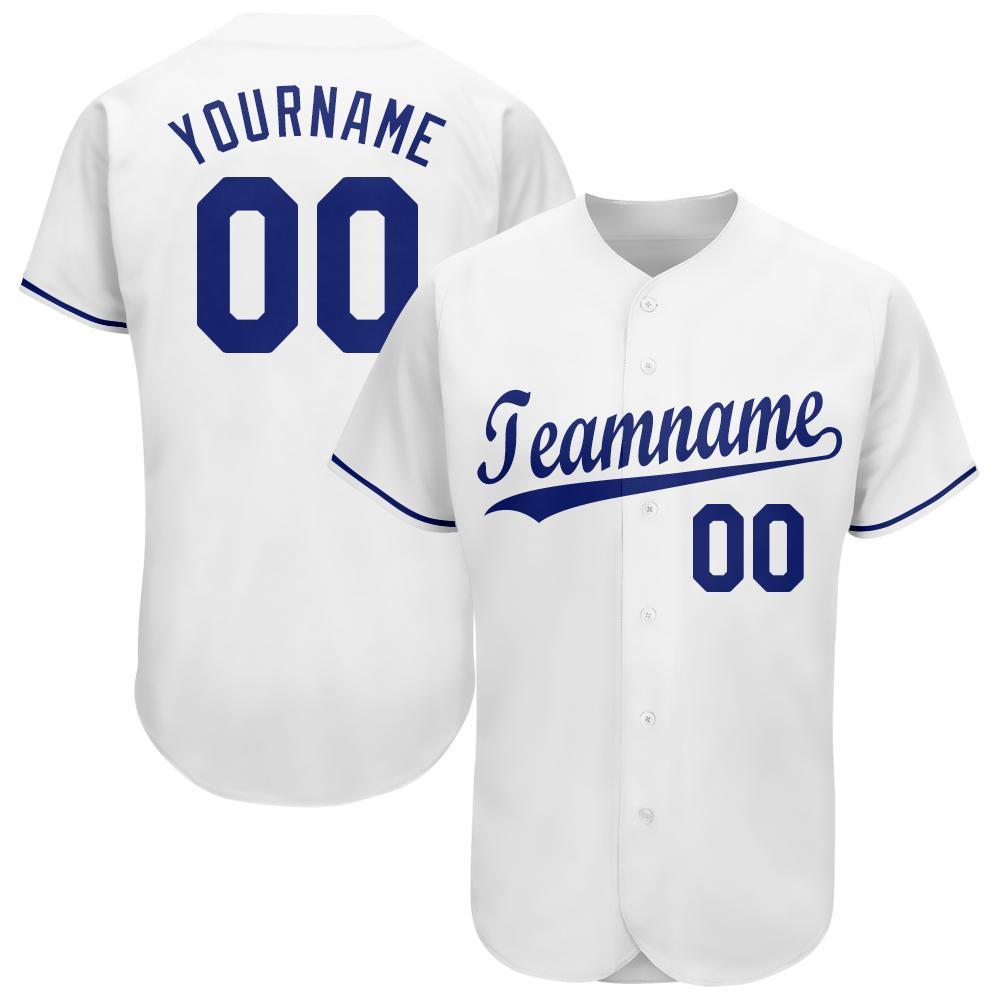 Custom White Royal Baseball Jersey - Main View