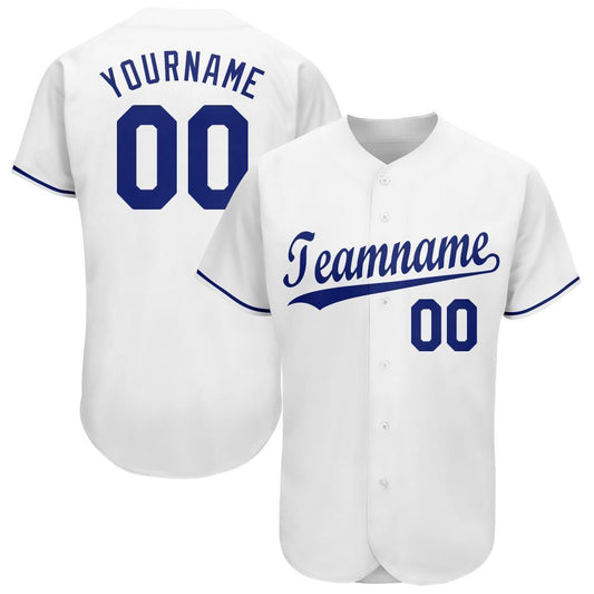 Custom White Royal Baseball Jersey - Main View
