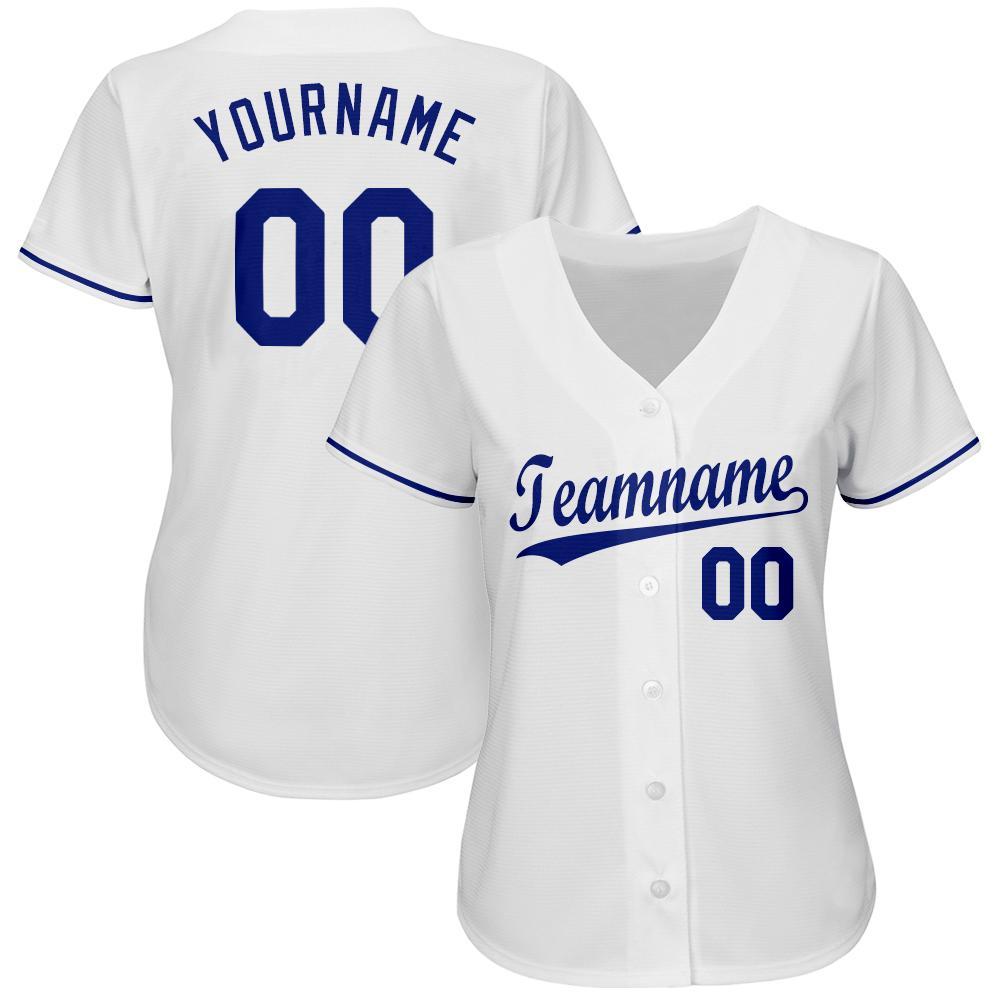 Custom White Royal Baseball Jersey view 2