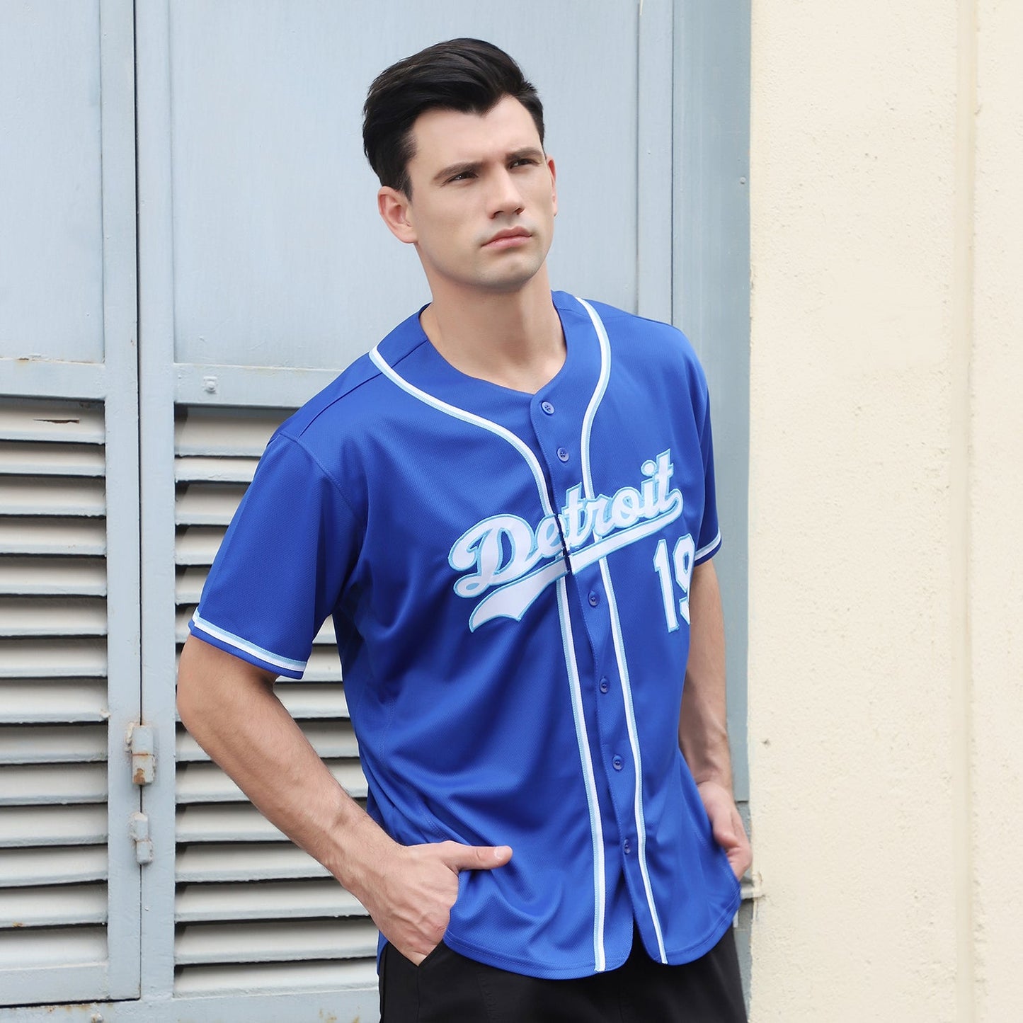 Custom Royal White-Light Blue Baseball Jersey view 2