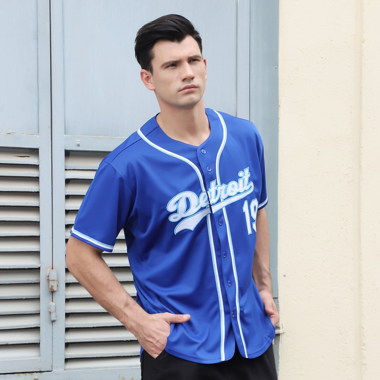 Custom Royal White-Light Blue Baseball Jersey view 2