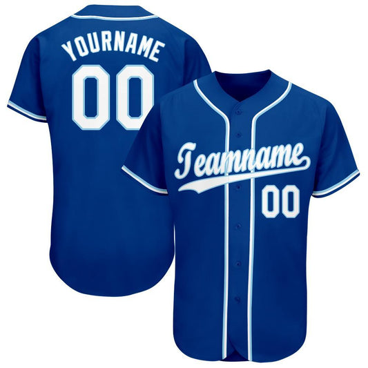 Custom Royal White-Light Blue Baseball Jersey - Main View