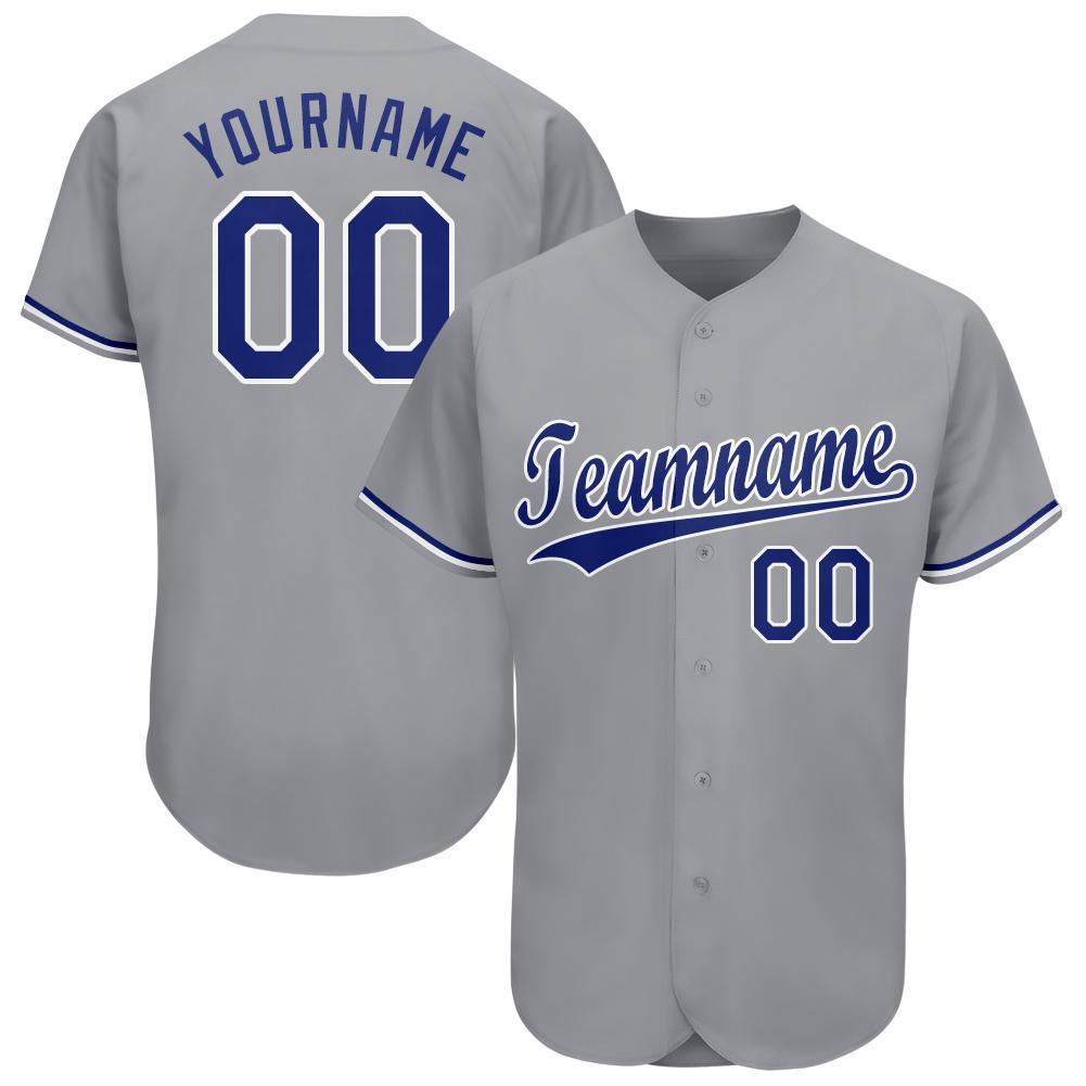 Custom Gray Royal-White Baseball Jersey - Main View