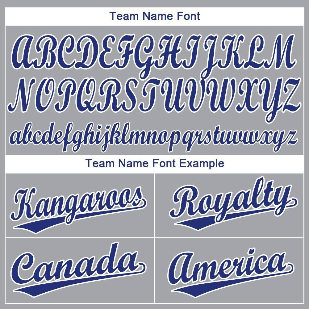 Custom Gray Royal-White Baseball Jersey view 6