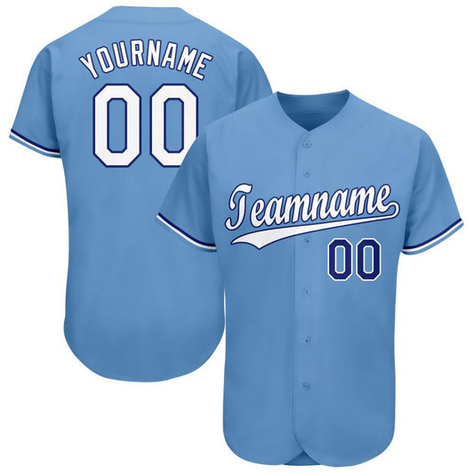 Custom Light Blue White-Royal Baseball Jersey - Main View