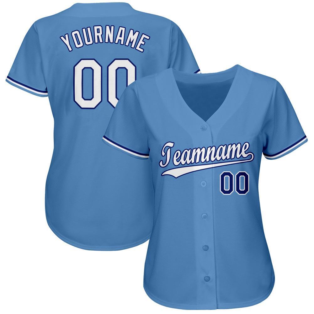 Custom Light Blue White-Royal Baseball Jersey view 2