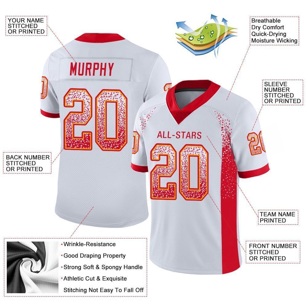 Custom White Scarlet-Gold Drift Fashion Football Jersey view 3